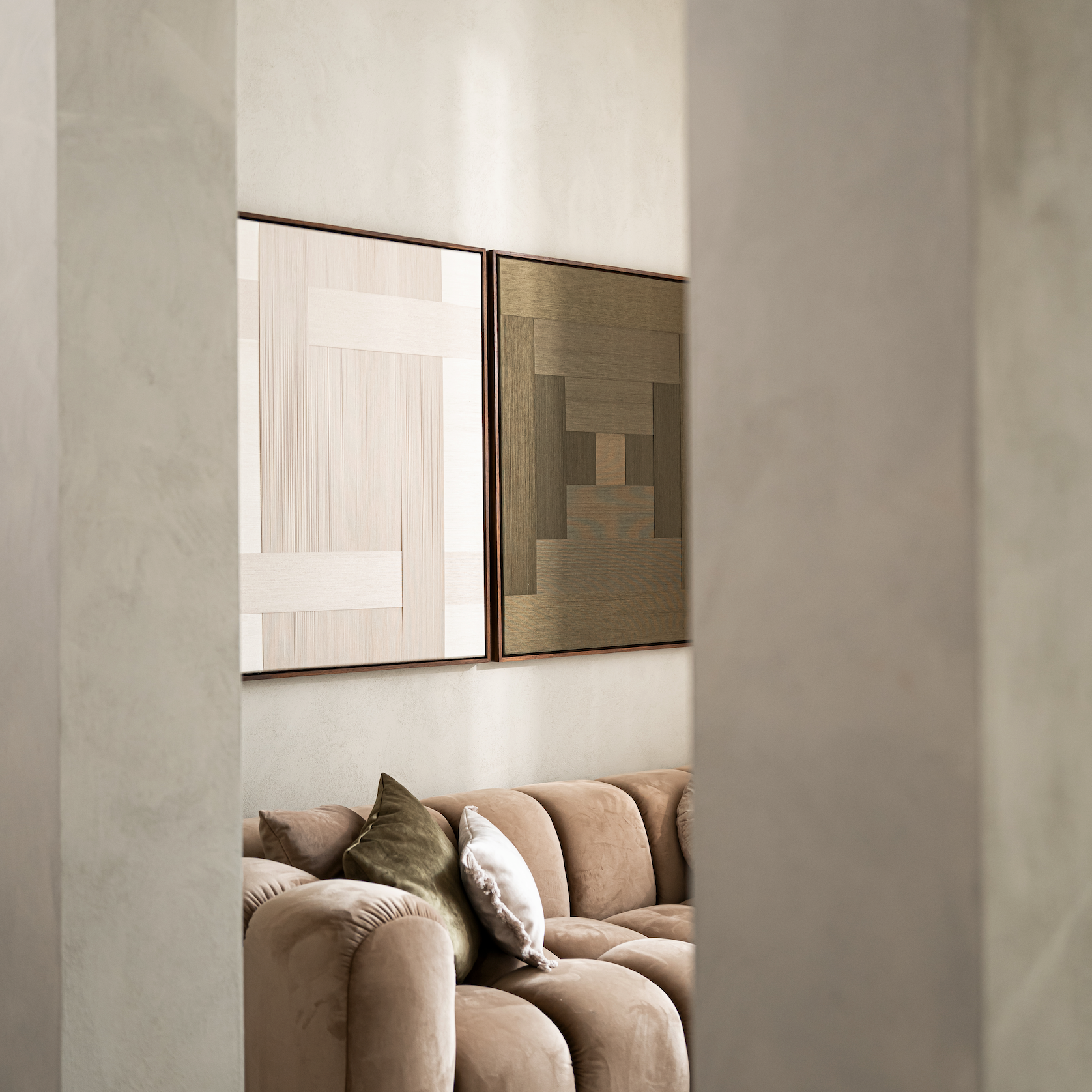 Duo artwork Stripe Studio - beige en olive green